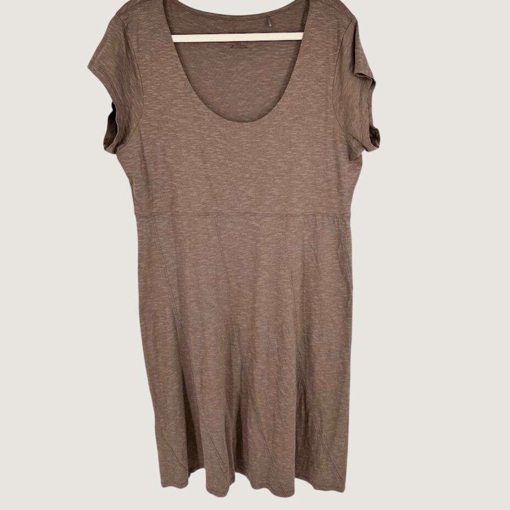 Toad & Co Nena Dress Size Large Fit & Flare Heather Brown Organic Minimalist